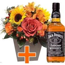 Bottle of Jack Daniels + Flowers (Curated)